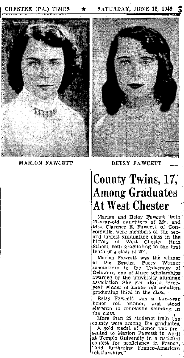 Marion and Betsy Fawcett 1949